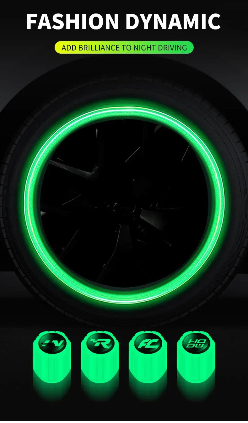 أغطية صمامات إطارات السيارات والدراجات النارية العالمية المضيئة ليلاً من شركة Cycles